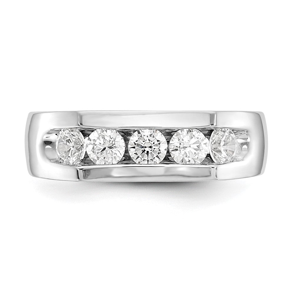 14K White Gold 5-Stone Real Diamond Channel Band
