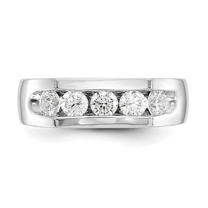 14K White Gold 5-Stone Real Diamond Channel Band