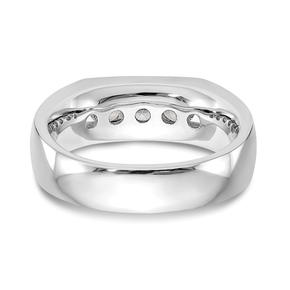 14K White Gold 5 Stone 3/4 Carat Round Diamond Complete Channel Band