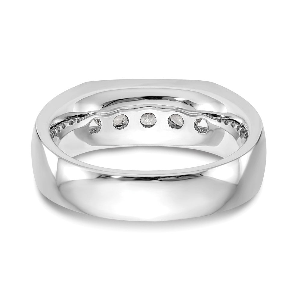 14K White Gold 5-Stone Real Diamond Channel Band