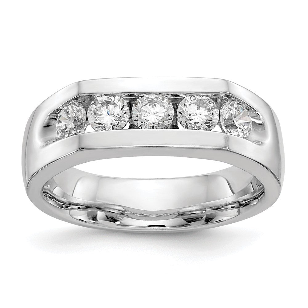 14K White Gold 5 Stone 3/4 Carat Round Diamond Complete Channel Band