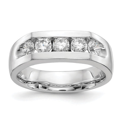 14K White Gold 5 Stone 3/4 Carat Round Diamond Complete Channel Band