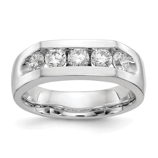 14K White Gold 5 Stone 3/4 Carat Round Diamond Complete Channel Band