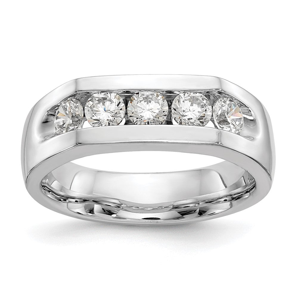 14K White Gold 5-Stone Real Diamond Channel Band