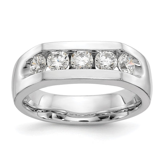 14K White Gold 5-Stone Real Diamond Channel Band
