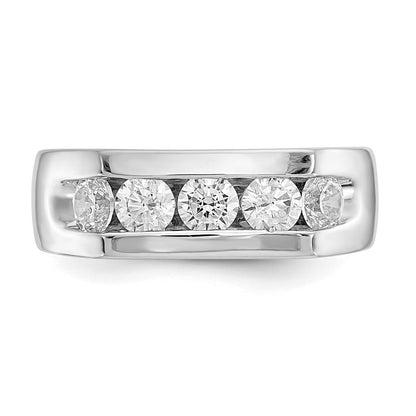 14K White Gold 5-Stone Real Diamond Channel Band