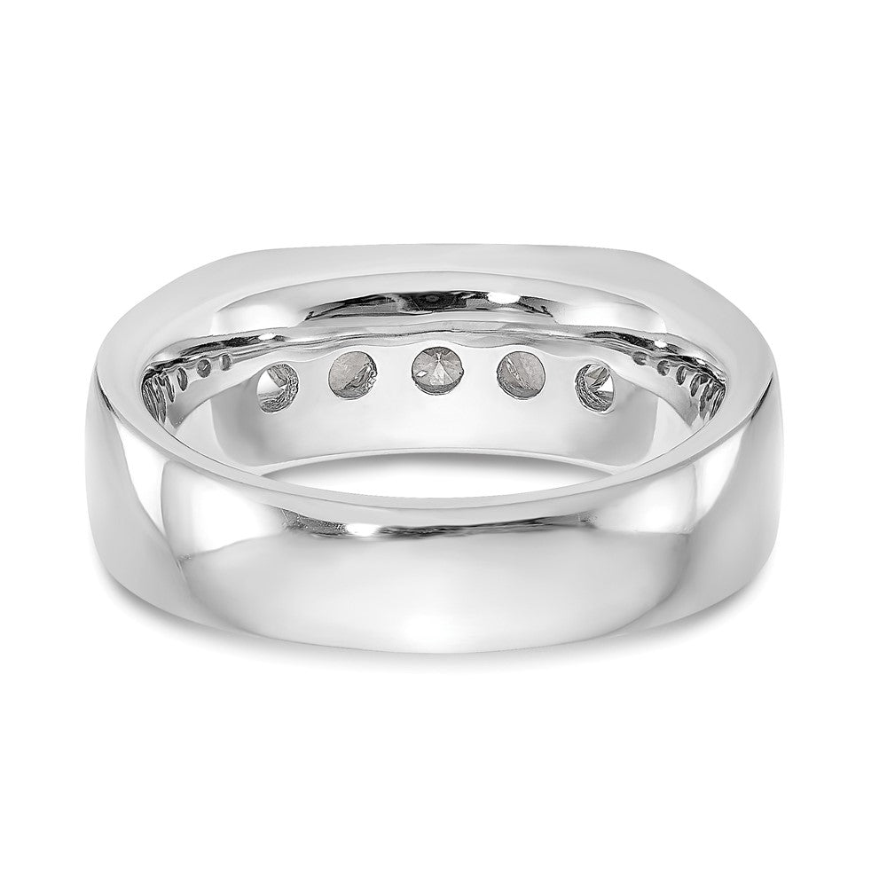 14K White Gold 5-Stone Real Diamond Channel Band