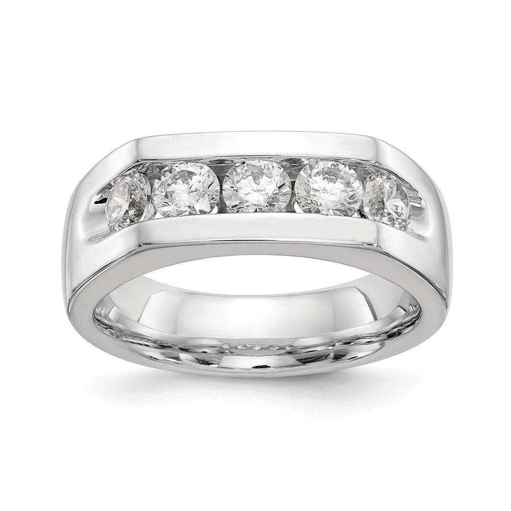 14K White Gold 5-Stone Real Diamond Channel Band