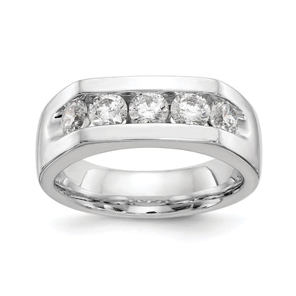 14K White Gold 5-Stone Real Diamond Channel Band