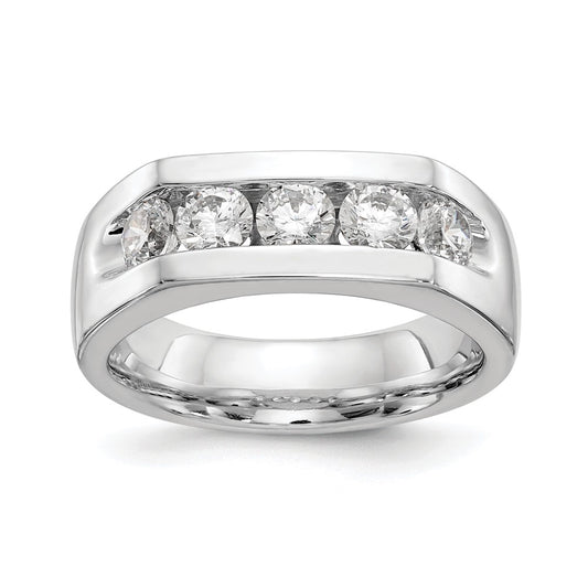 14K White Gold 5-Stone Real Diamond Channel Band