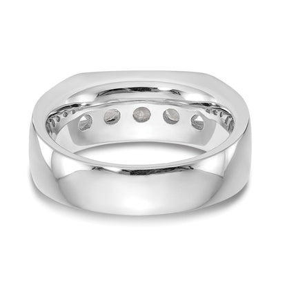 14K White Gold 5-Stone Real Diamond Channel Band