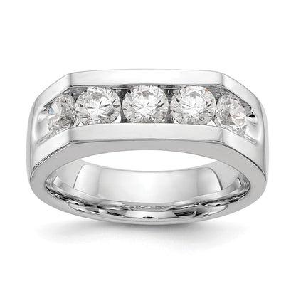 14K White Gold 5-Stone Real Diamond Channel Band