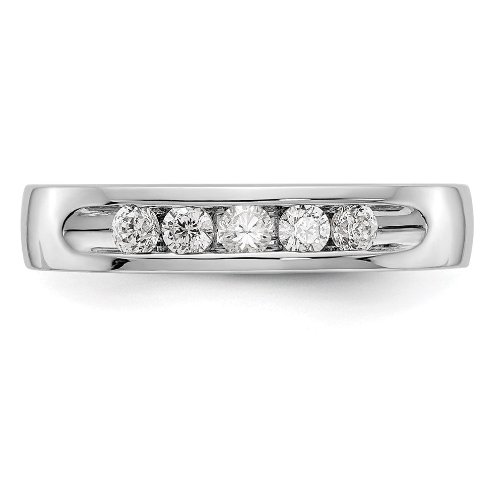 14k White Gold 5-Stone 1/4 carat Round Diamond Complete Channel Band