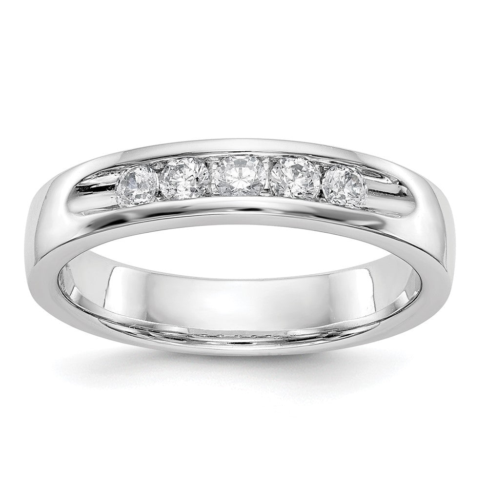 14k White Gold 5-Stone 1/4 carat Round Diamond Complete Channel Band