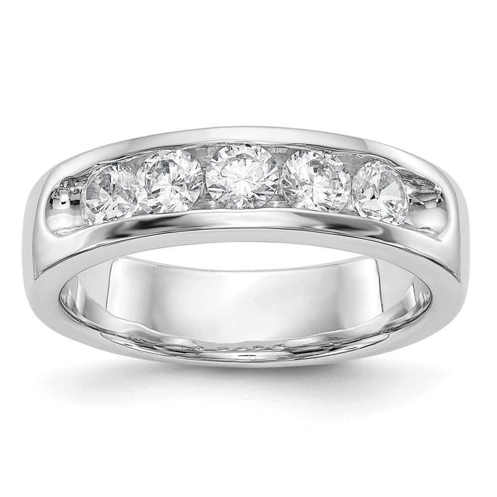 14k White Gold 5-Stone 3/4 carat Round Diamond Complete Channel Band