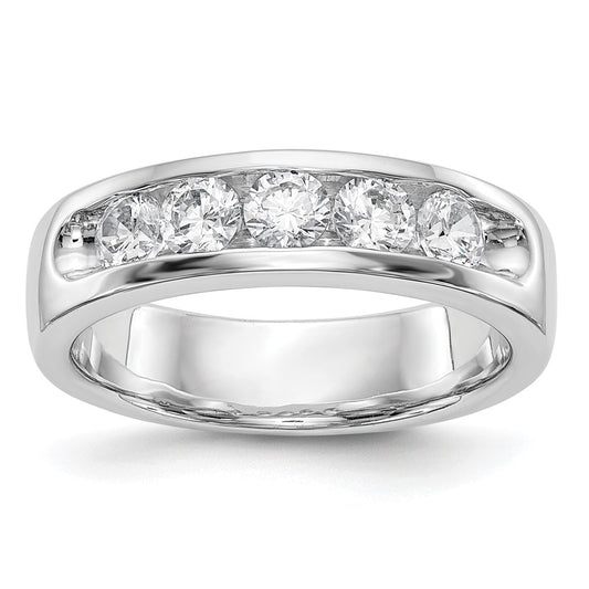 14k White Gold 5-Stone 3/4 carat Round Diamond Complete Channel Band
