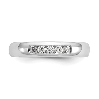 14K White Gold 5-Stone Real Diamond Channel Band