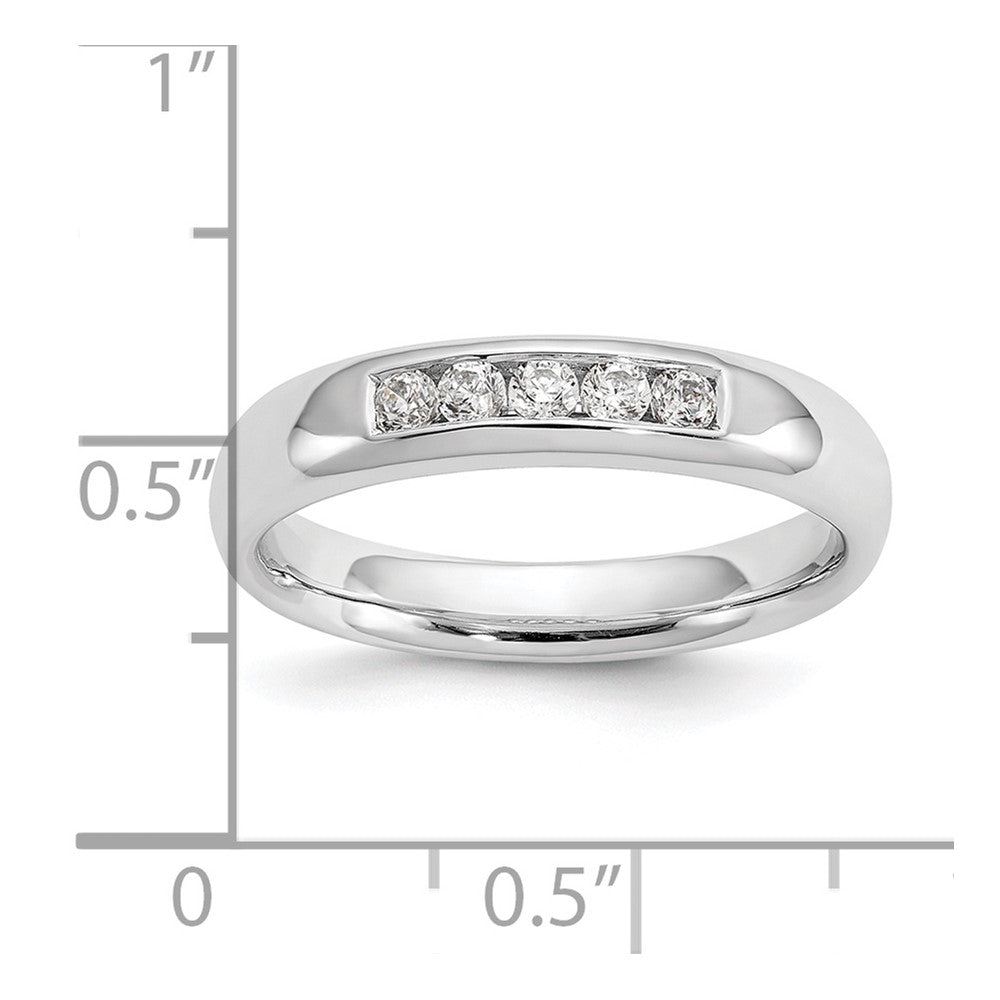 14K White Gold 5-Stone Real Diamond Channel Band