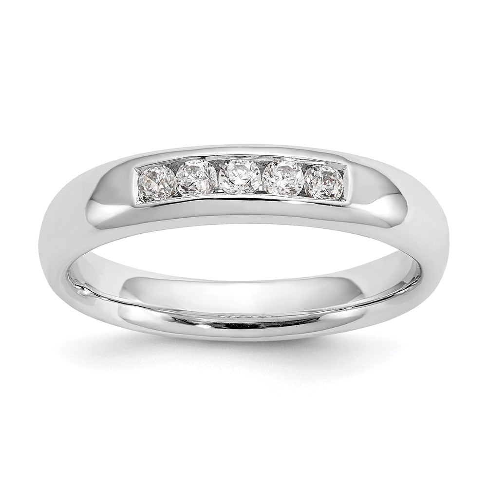 14K White Gold 5-Stone Real Diamond Channel Band