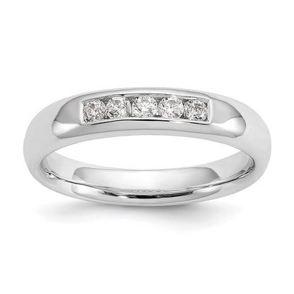 14K White Gold 5-Stone Real Diamond Channel Band