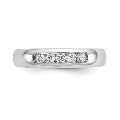 14K White Gold 5-Stone Real Diamond Channel Band