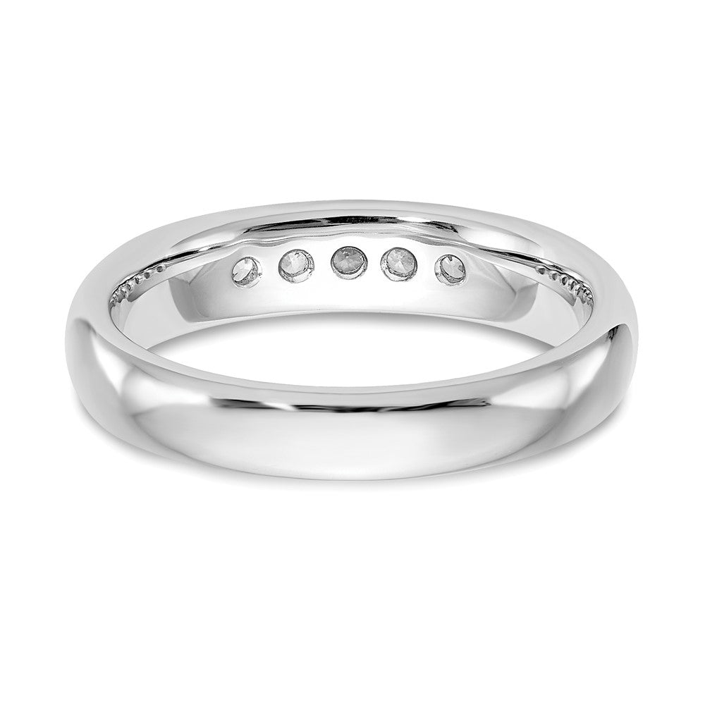 14K White Gold 5-Stone Real Diamond Channel Band