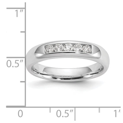 14K White Gold 5-Stone Real Diamond Channel Band
