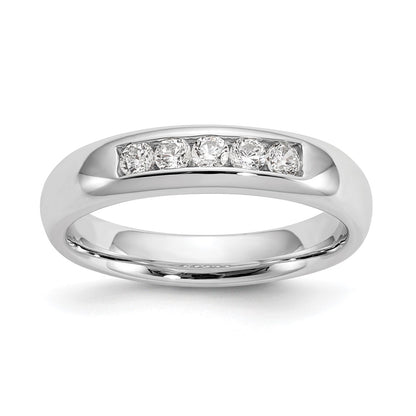 14K White Gold 5-Stone Real Diamond Channel Band