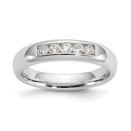 14K White Gold 5-Stone Real Diamond Channel Band