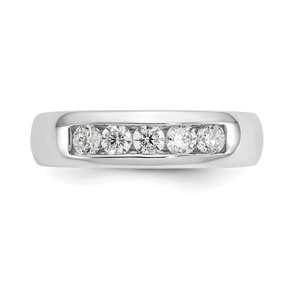 14K White Gold 5-Stone Real Diamond Channel Band