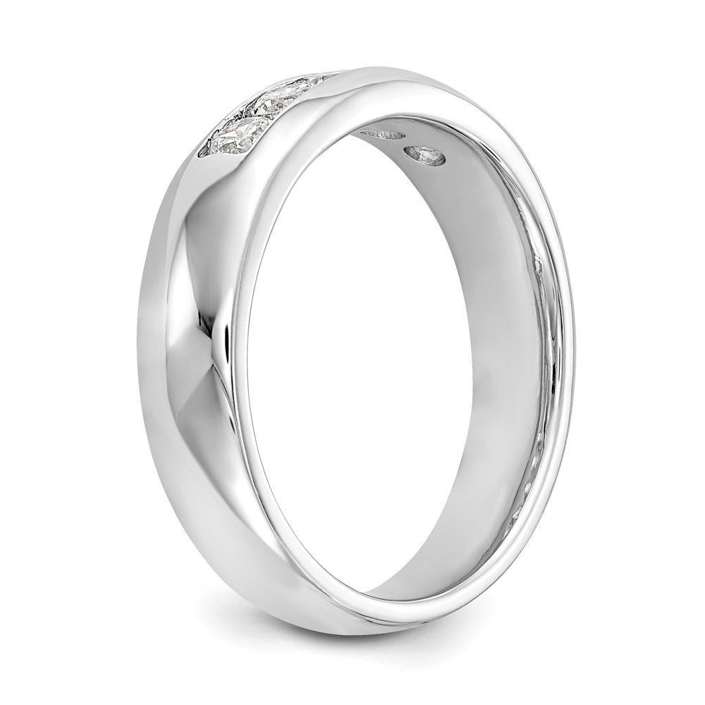 14K White Gold 5-Stone Real Diamond Channel Band