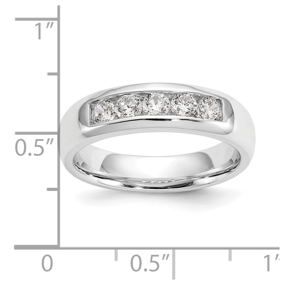 14K White Gold 5-Stone Real Diamond Channel Band