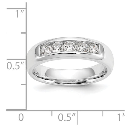 14K White Gold 5-Stone Real Diamond Channel Band