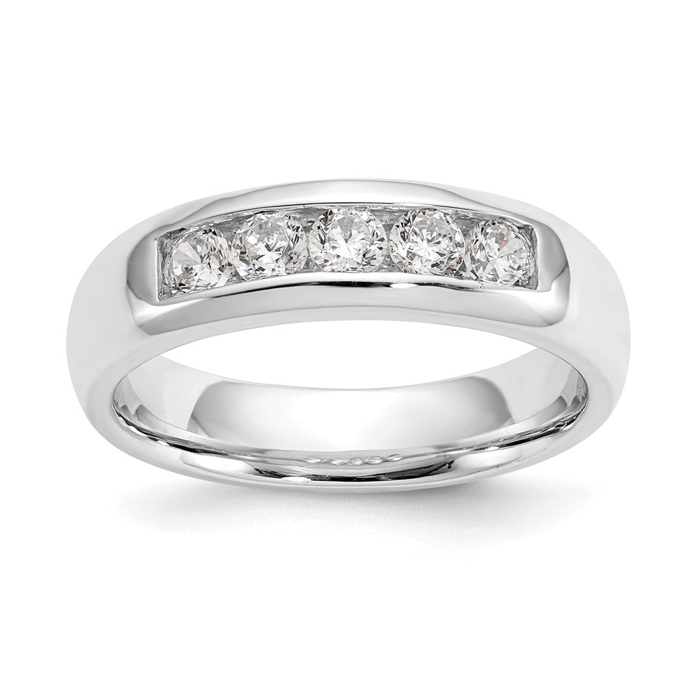 14K White Gold 5-Stone Real Diamond Channel Band