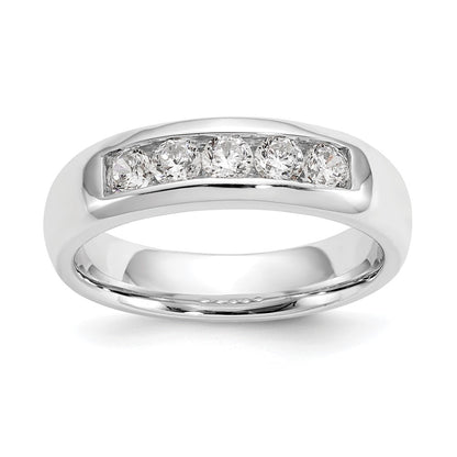 14K White Gold 5-Stone Real Diamond Channel Band