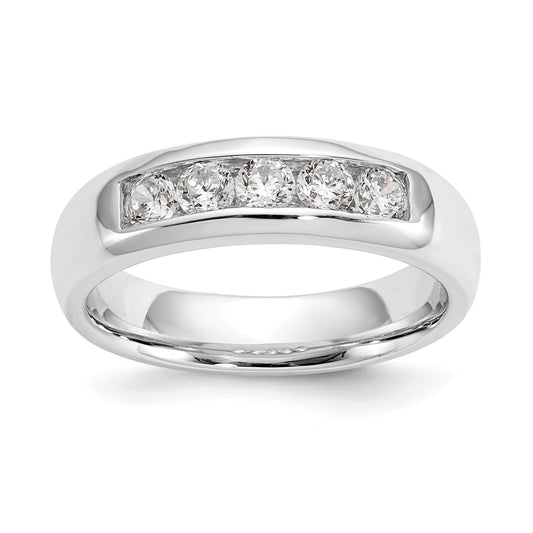14K White Gold 5-Stone Real Diamond Channel Band