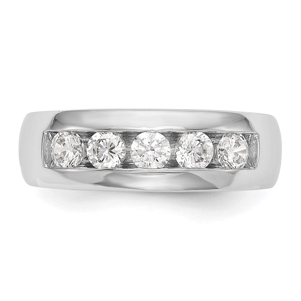 14K White Gold 5 Stone 1 Carat Round Diamond Complete Channel Band