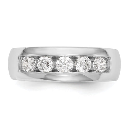 14K White Gold 5 Stone 1 Carat Round Diamond Complete Channel Band