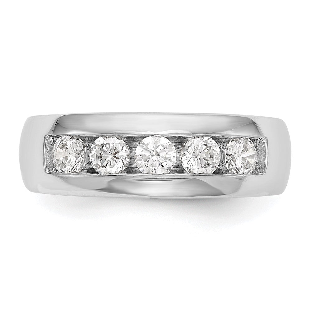 14K White Gold 5-Stone Real Diamond Channel Band