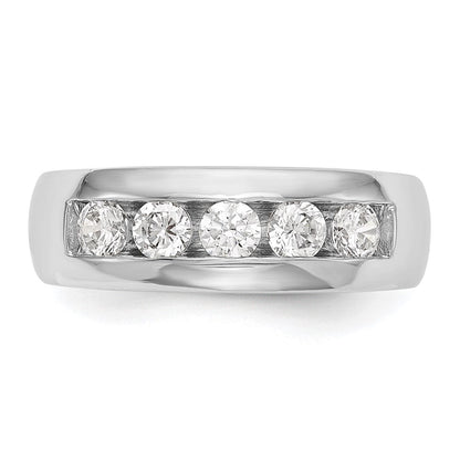 14K White Gold 5-Stone Real Diamond Channel Band