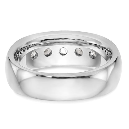 14K White Gold 5 Stone 1 Carat Round Diamond Complete Channel Band