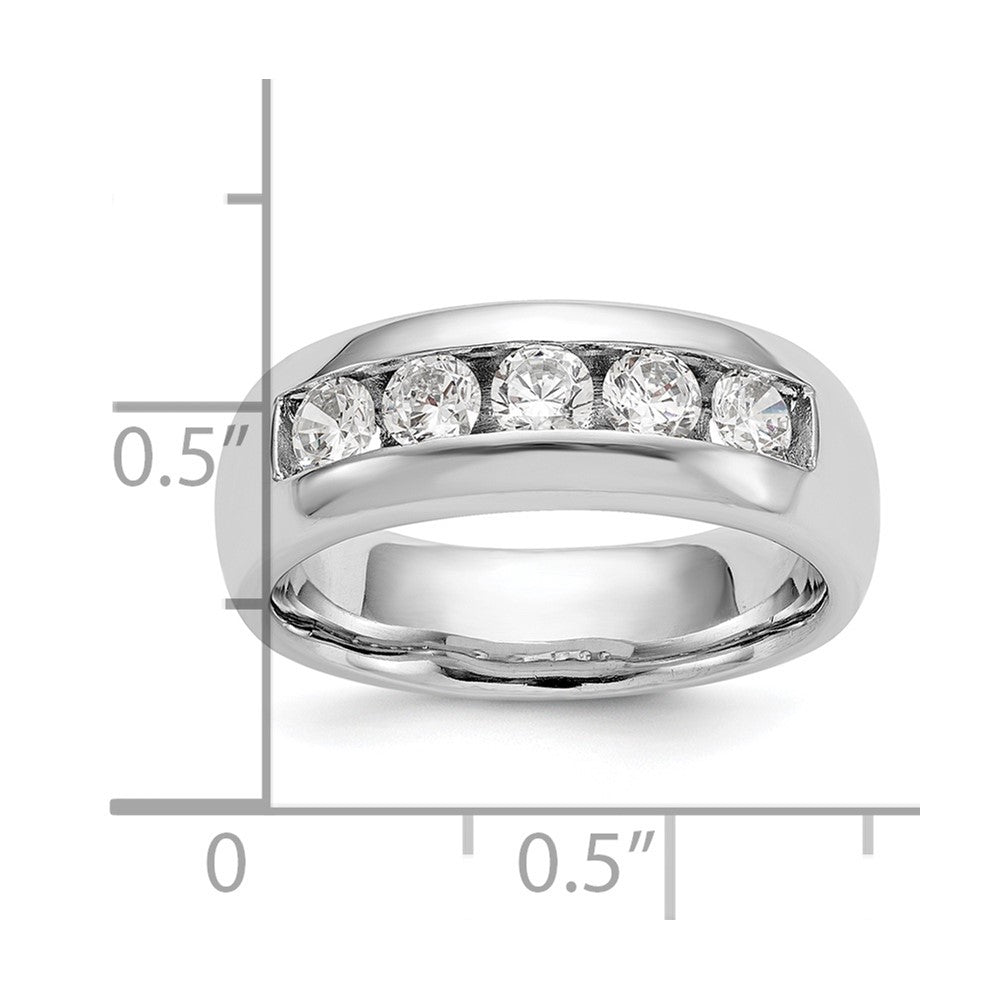 14K White Gold 5 Stone 1 Carat Round Diamond Complete Channel Band