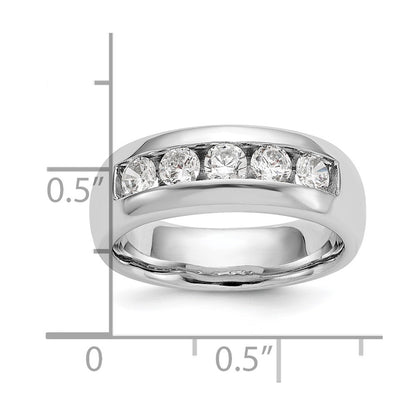 14K White Gold 5 Stone 1 Carat Round Diamond Complete Channel Band