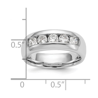 14K White Gold 5-Stone Real Diamond Channel Band