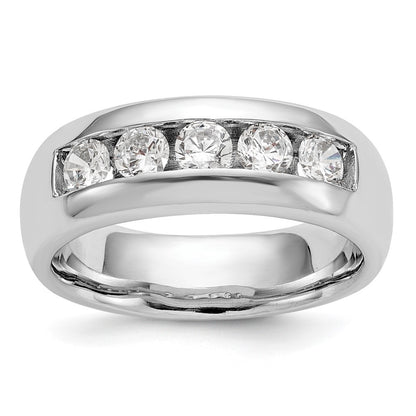 14K White Gold 5 Stone 1 Carat Round Diamond Complete Channel Band