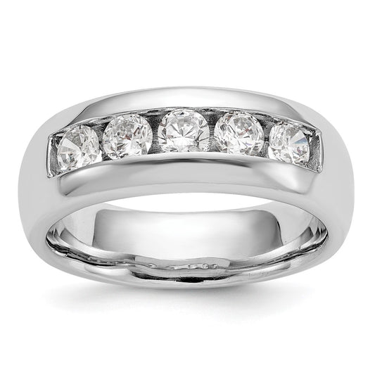 14K White Gold 5 Stone 1 Carat Round Diamond Complete Channel Band