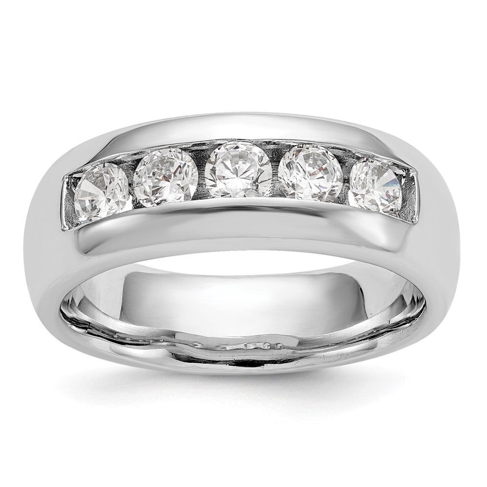 14K White Gold 5-Stone Real Diamond Channel Band
