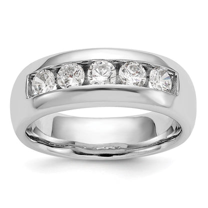 14K White Gold 5-Stone Real Diamond Channel Band