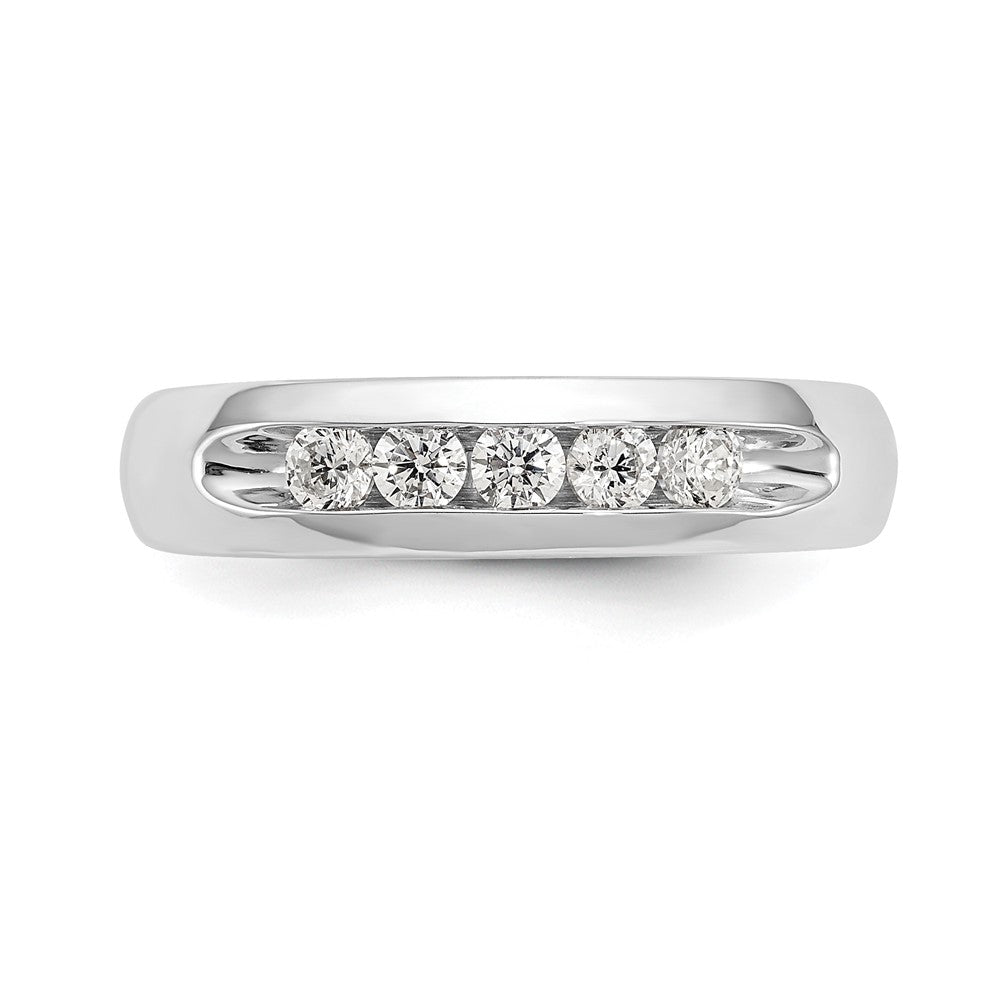 14K White Gold 5-Stone Real Diamond Channel Band