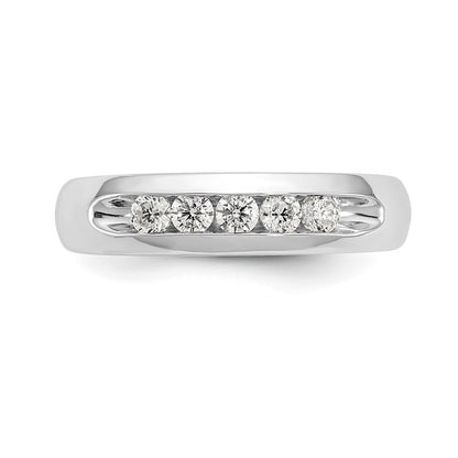 14K White Gold 5-Stone Real Diamond Channel Band
